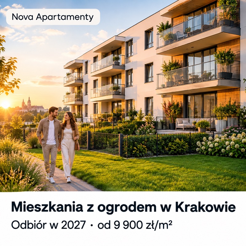Przykładowa grafika: mieszkania z ogrodem w Krakowie